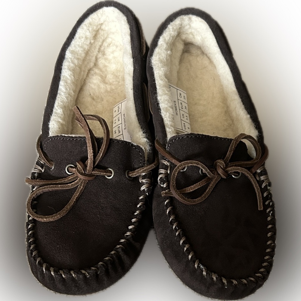 Brown Suede Moccasin Slippers
